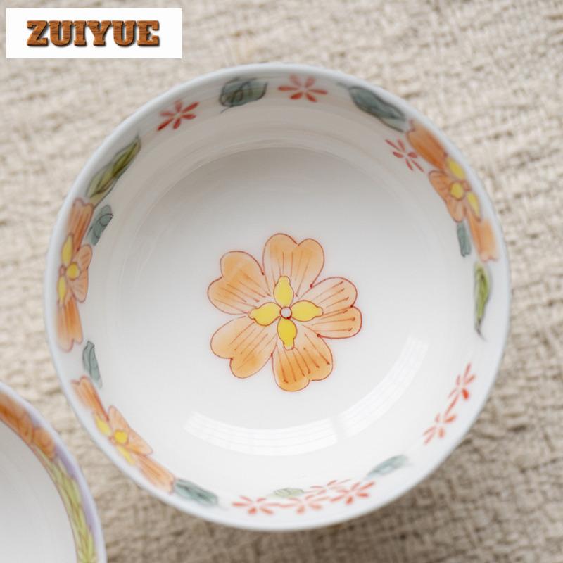 80ml Hand-painted Flowers High Foot Teacup Creative Tea Bowl Tea Cup Set Tea-tasting Meditation Cup Chazhan Master Cups Tea Set