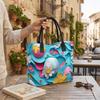 Cute Floral Egg Pattern Tote Bag Casual Large Capacity Handbag for Daily Use