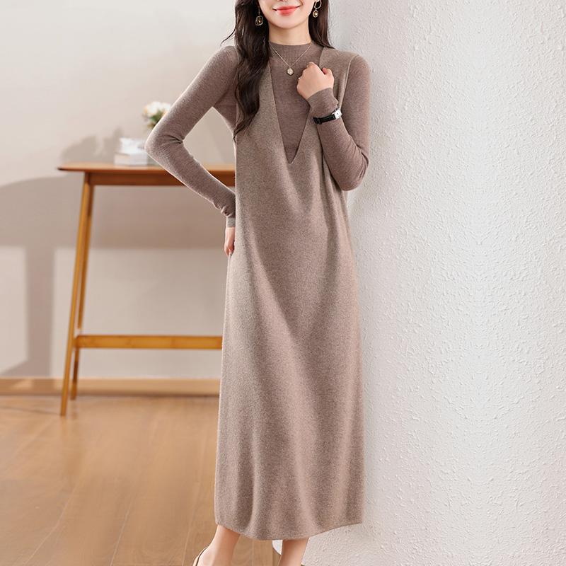 Women's Cashmere Dress Qinghe Cashmere 30% Cashmere 70% Wool Autumn and Winter Cashmere Skirt Soft and Warm