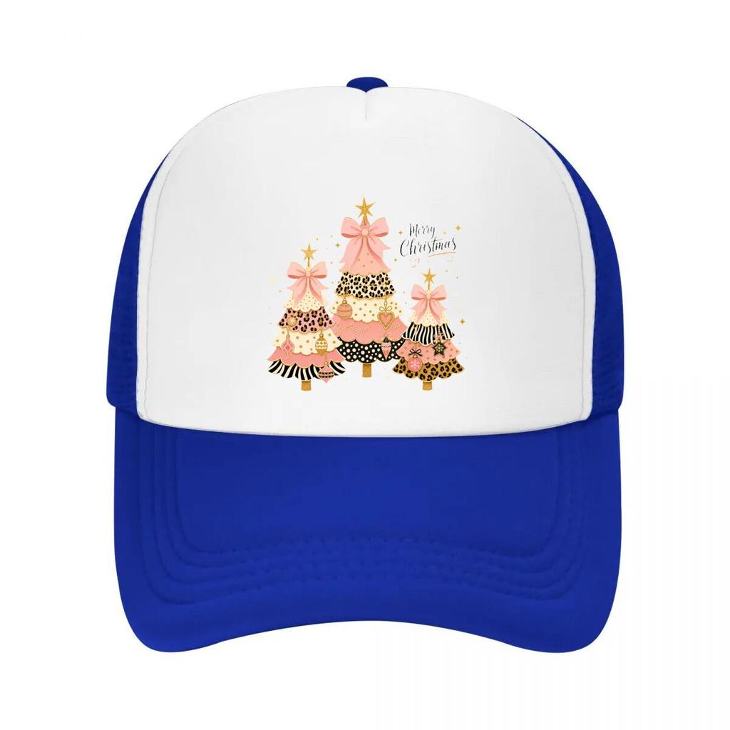 Pink Bow Leopard Holiday Trees Mesh Baseball Cap Casual Hat Outdoor  For Womens Unisex FeUnisex