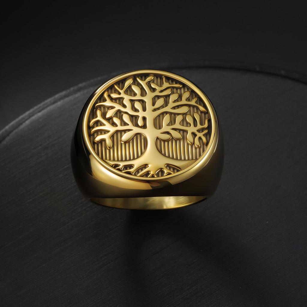 European and American Seal Hand Jewelry Creative Tree of Life Ring Casting Men's Ring