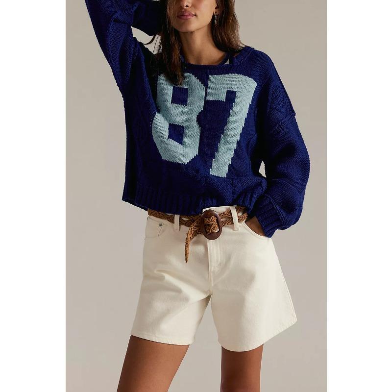 Women's Fashion Casual Fall Winter Long Sleeve O-Neck Tops Women's Clothing Woolen Knitwear Sweaters