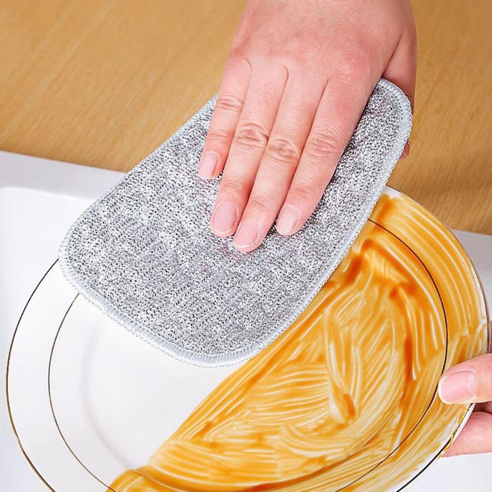 5Pcs Reusable Wiping Rags Non-Stick Oil Microfiber Dishcloths Washable Cloth  Oil Cleaning