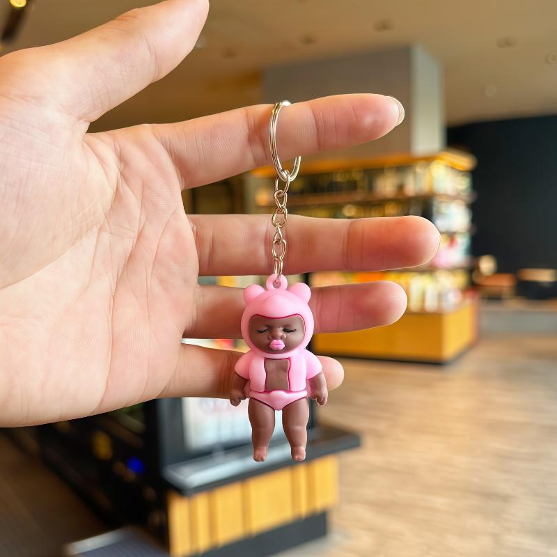 4Pcs Model Cute Kawaii Baby Doll Keychain Weird But Funky Handmade Black Baby Doll Keychain Funny Pendant Bag Charm