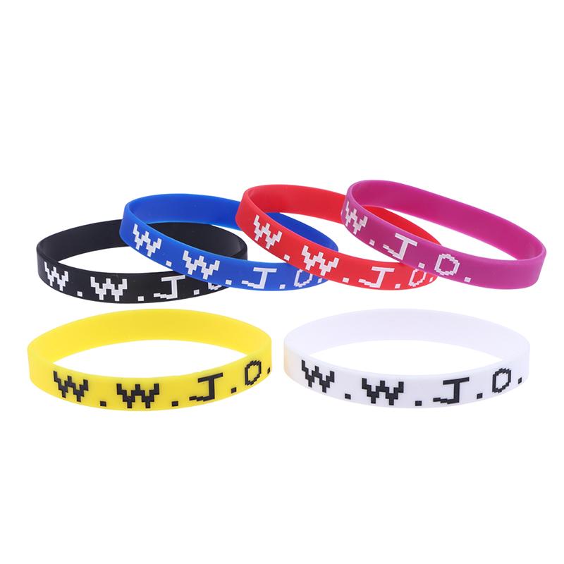 1 Pezzo Braccialetti in Gomma WWJD Colorati What Would Jesus Do Braccialetti in Silicone Per Uomini Donne Bomboniere Festa Cristiana Gesù WWJD