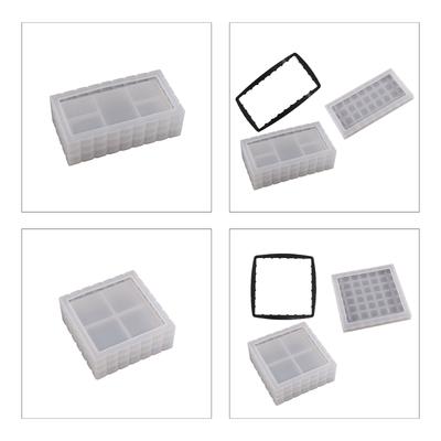 Diy Crystal Mold Square Rectangular Storage Box Mirror Silicone Mold with Lid Container Box Mould Home Decoration Tools