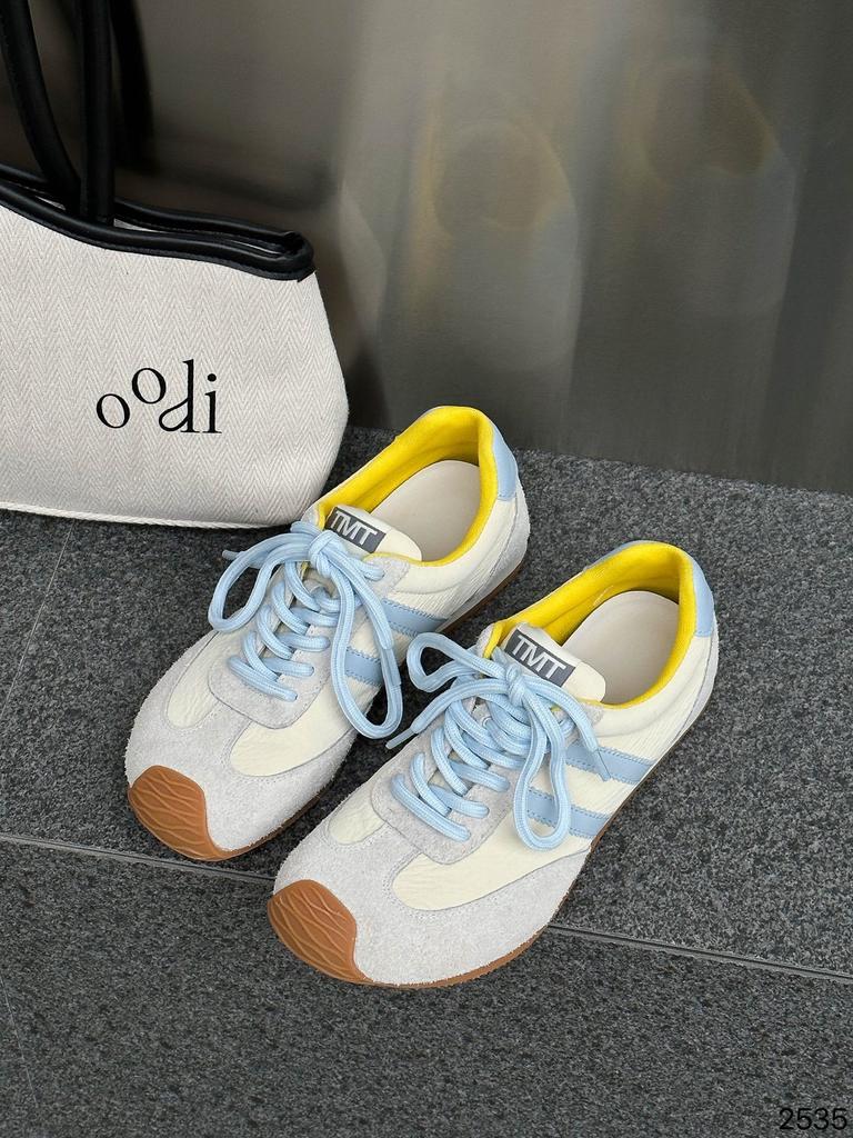 Retro German training shoes women's 2025 new leather flat-bottomed retro ballet color matching Forrest Gump shoes soft-soled comfortable casual shoes