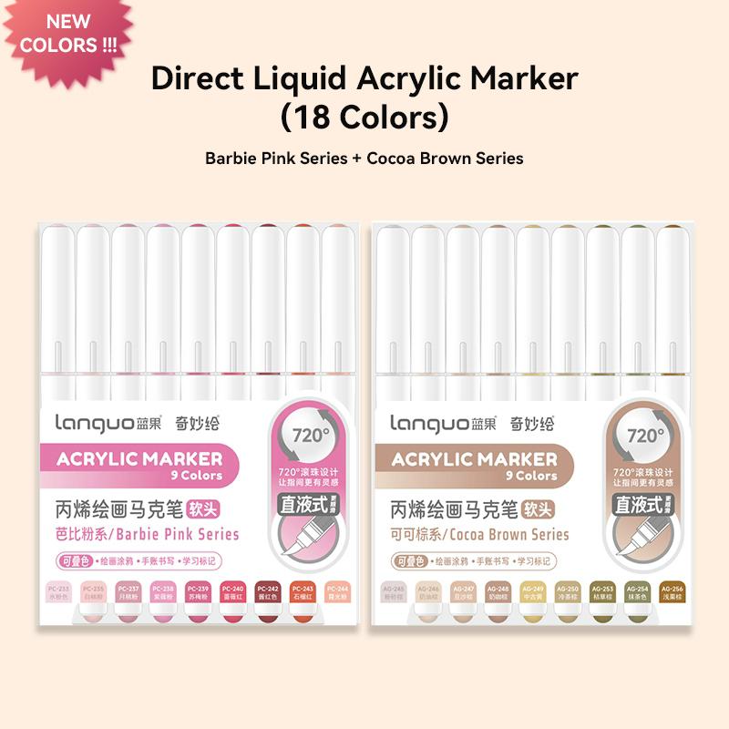 207Colors LANGUO Direct Liquid Acrylic Markers Soft Brush Paint Pen for Manga Graffiti Painting Rock Stone School Art Supplies