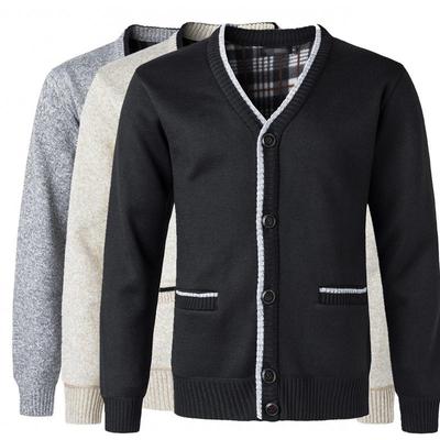 Men's Winter V-neck Loose Knitwear, Plus Size, European Fit, Thickened Casual Pullover, Solid Color