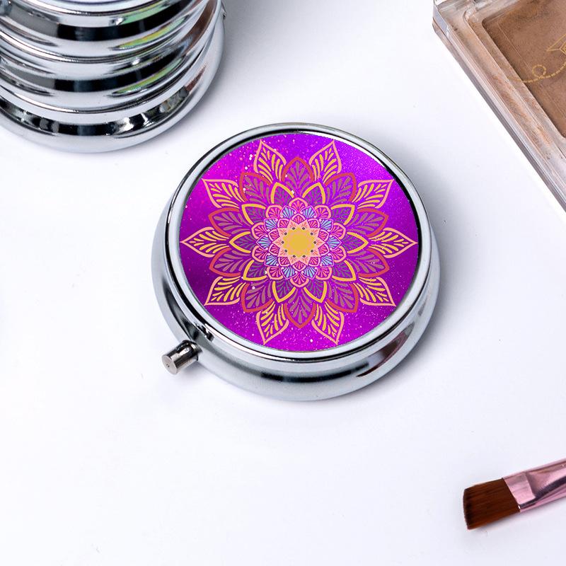 Runder Speicher mit 3 Fächern Einzelnes Fach Metall Kleine Medikamentenbox Schmuckschatulle Faltbar Tragbar Mini-Medikamentenbox