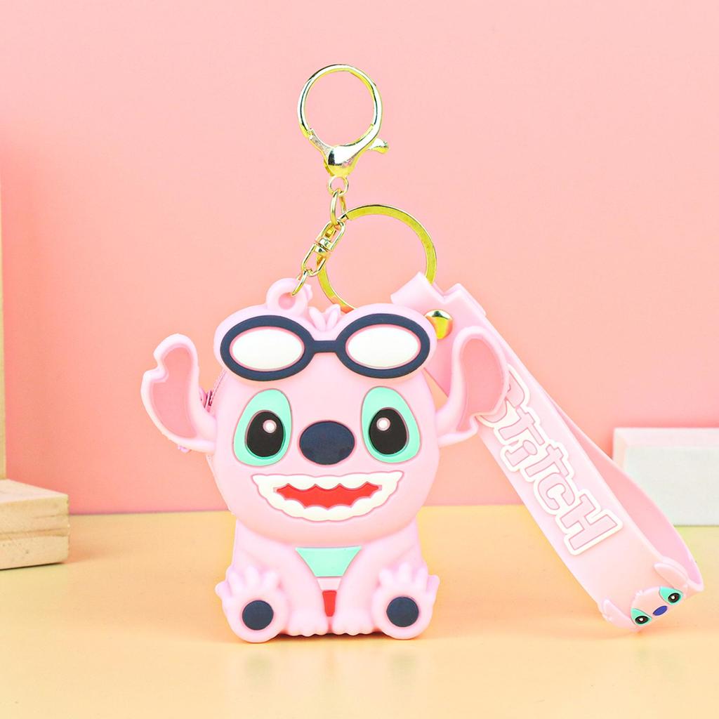 Creative Stitch Cartoon Silicone Keychain: Children's Earphone Storage Wallet & Pendant