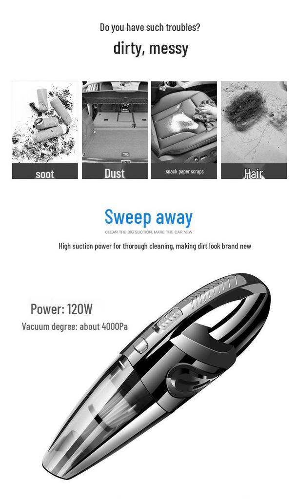 Portable Wireless Vacuum Cleaner for Home, Car, and Windows - Rechargeable with Strong Suction