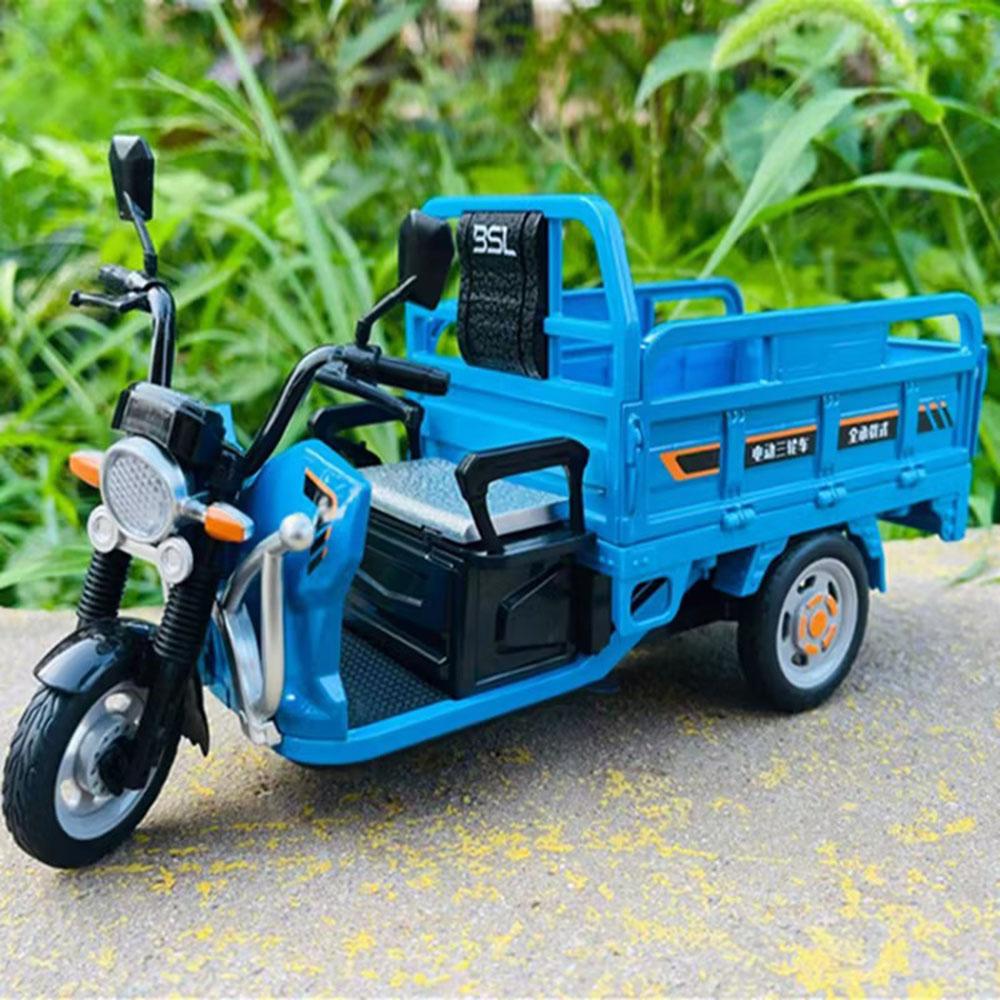 1:12 Alloy Diecast Tricycles Cars Miniature Models Toys Wheel Steering With Sound Music 3 Wheeled Motorcycles Toddler Kids Gifts
