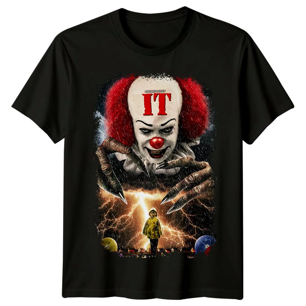 It (1990) T-shirt 100% Cotone Ispirata ai Poster dei Film Magliette da Uomo Top Maglietta Retrò Anni '80
