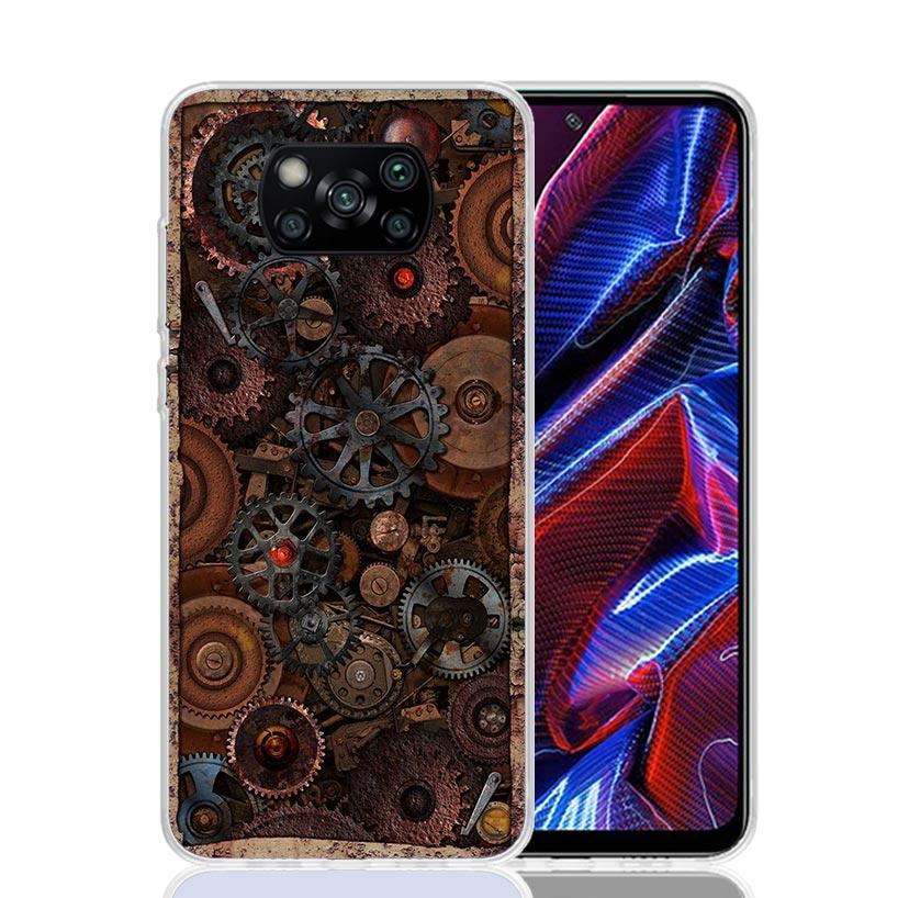 Steampunk Gear Mechanical Case Phone Cover for Xiaomi Redmi Note 10 9 9S 8 8T 7 5 Pro Mi 12T 11T 10T 9T 12 11 Lite A3 A2 Trend F