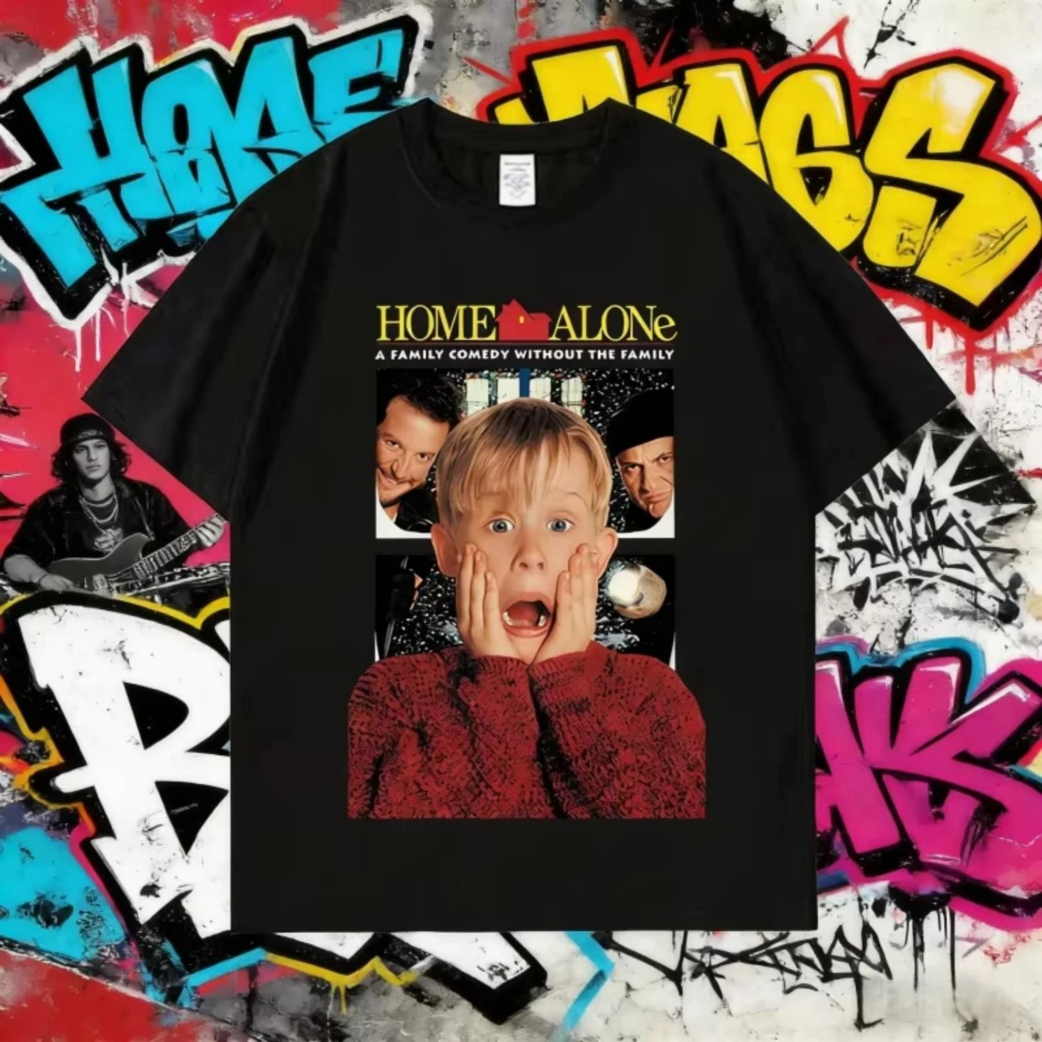 

2026 Summer Movie Home Alone Graphic T-shirt Kevin Printed High Street Harajuku Tees Vintage 100% Pure Cotton Printed T-shirt S разноцветный