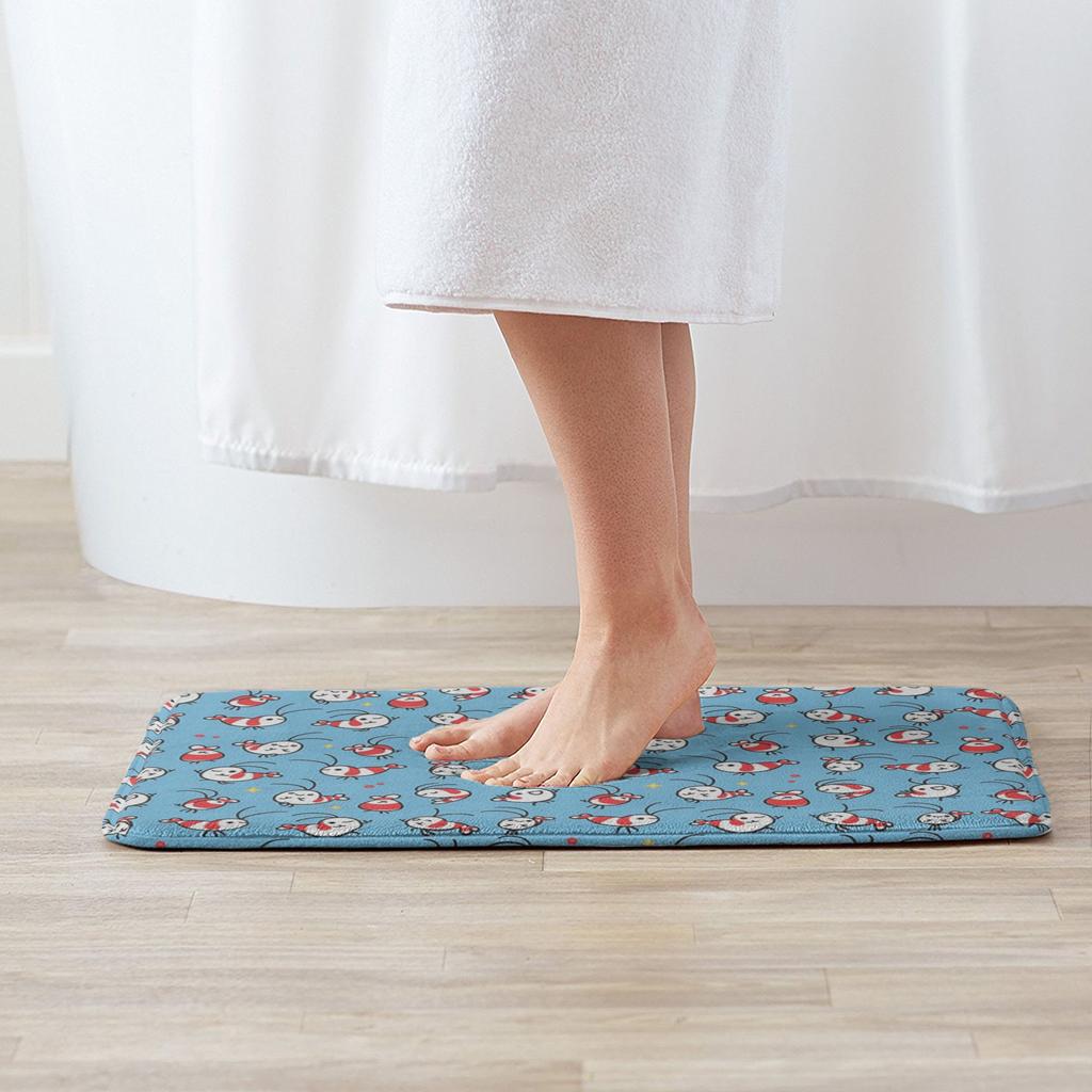 Shy Shrimp pattern Non-slip Doormat Floor Mat Dust-proo Carpet Rug for Kitchen Entrance Home Bathroom Footpad Mats