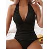 2025 New Sexy Deep V-Neck One Piece Swimsuit For Women Halter Push Up Swimwear Female Bodysuit Monokini Bathing Suits Beachwear