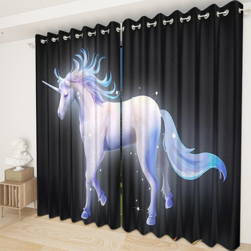 Unicorn Curtain Bedroom Living Room Balcony Blackout Curtain Office Hotel Insulation Curtain