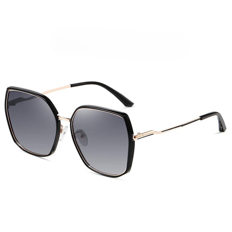 New Irregular Polygonal Polarized Sunglasses Large Frame Women's Commuting TAC Sunglasses Metal Frame Fashion Glasses