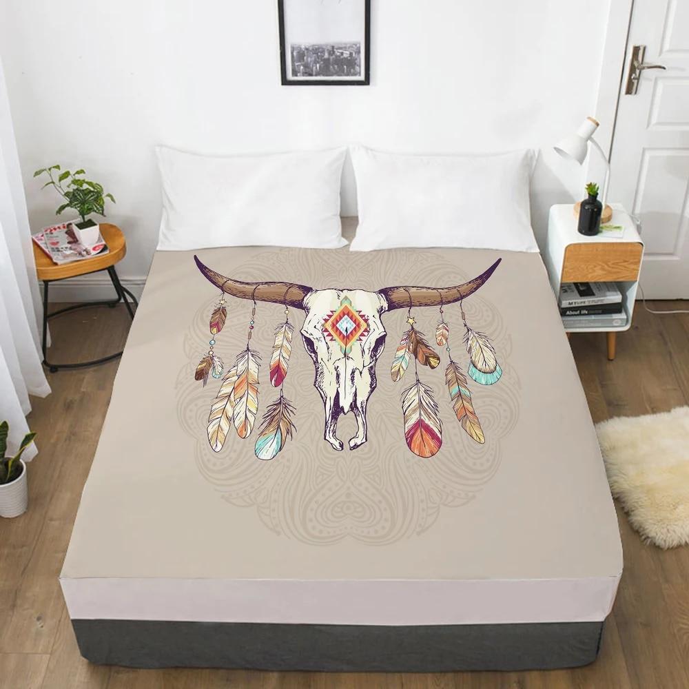 Customize Fitted Sheets Mattress Cover With Elastic Band 3D Bedsheet Linens 90x200 150x200 Bed Sheet Bedding Bohemia