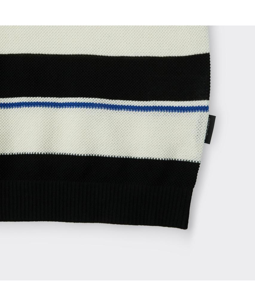 Keoseuuteommellou Black Fresh Lounge Stripes Collar Sweater Cwwam26413Bkx
