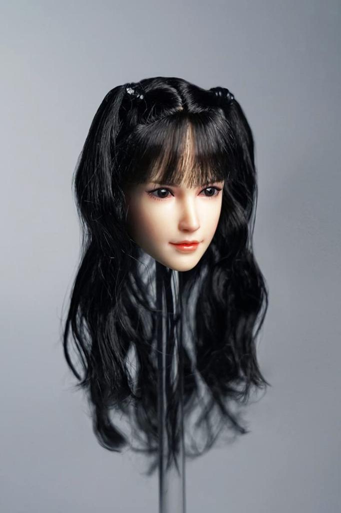 Head Carving Girl Head Sculpt Beautiful Figure Head with Beautiful Hair Fit 12 Inch Female Action Figure 1/6