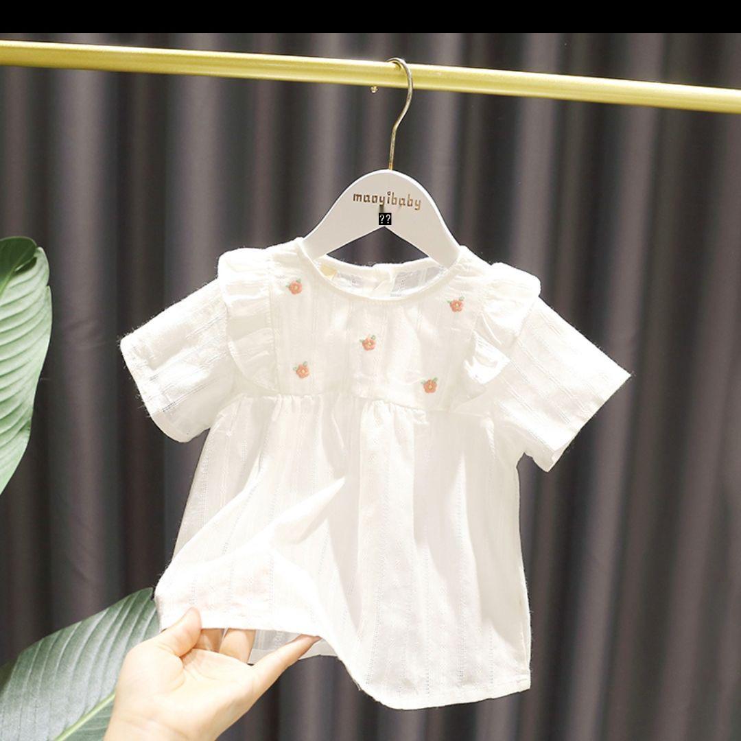

Summer Fresh Princess Dress for Baby Girls – Floral Skirt and Doll Shirt Set 80 for height 70-80cm білий