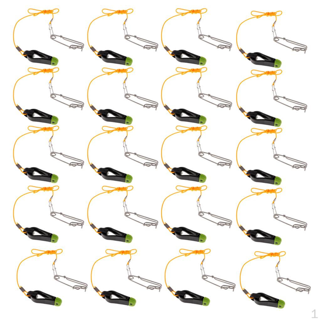 20pcs Heavy Tension Power Release Clip with Leader for Weight, Planer Board,