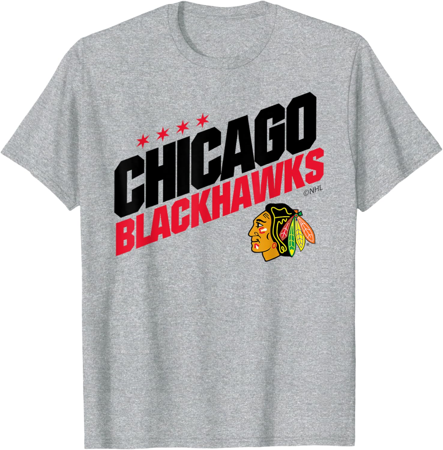 Chicago Blackhawks Fuel Heather Gray Officially Licensed T-Shirt S