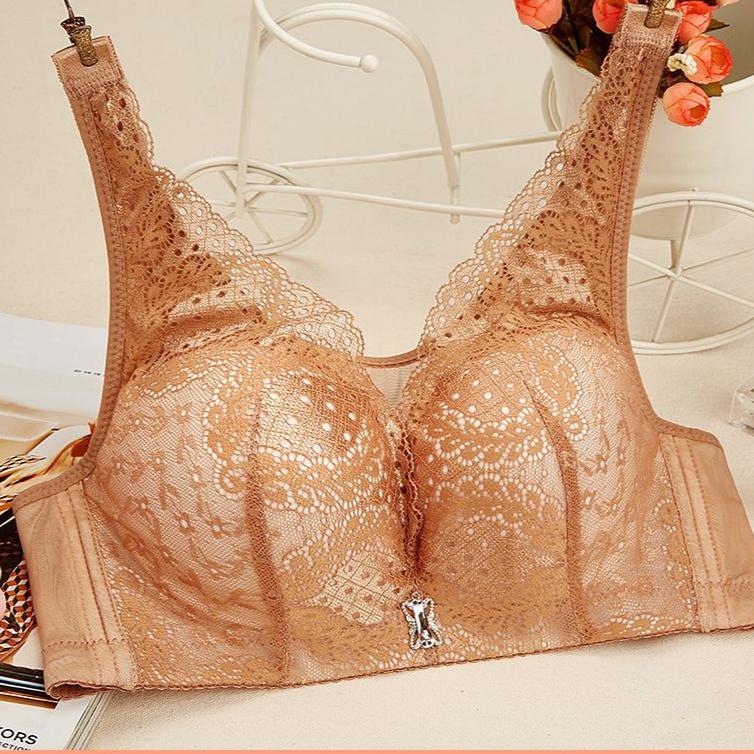 Summer Thin Anti Sagging Bra Without Steel Rims Plus Size Lace Bra Adjustable Double Breast Bra