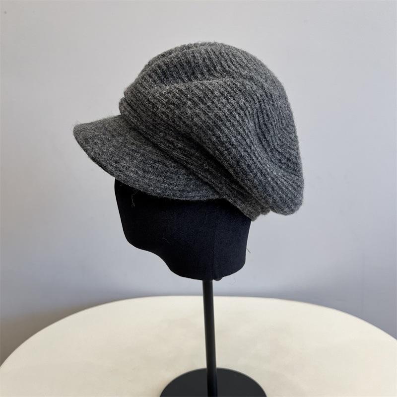Women'S Wool Newsboy Cap - Autumn Winter Knitted Painter Hat, Solid Color Retro & Warm Fashion Accessory