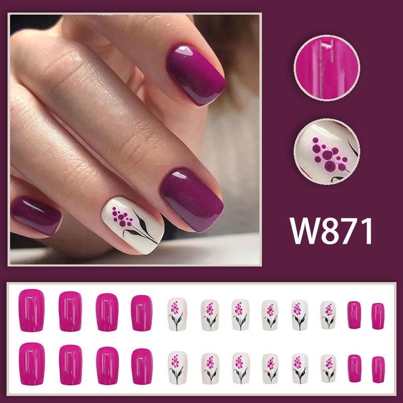 

Элегантный европейский и американский цветочный нейл-арт - Продвинутые ягодные и розовые фиолетовые кончики