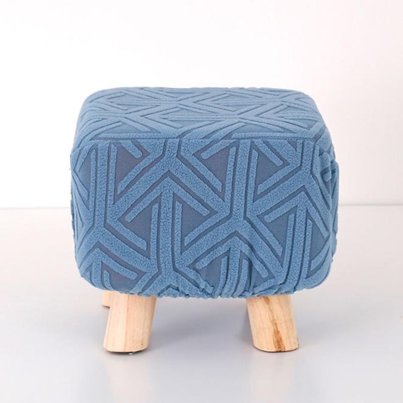 Stretchable Square Footrest Foot Stool Slipcover Elastic Bottom Furniture Protector Polyester Fabric