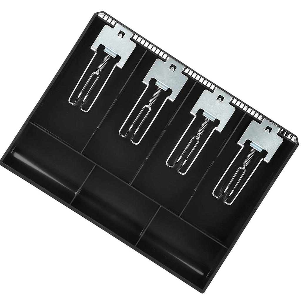 Cash Drawer Register Insert Tray Replacement Cashier Four Box with Metal Clip(black)