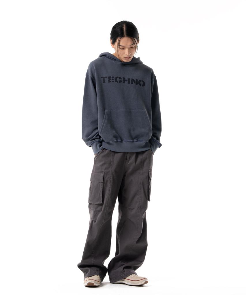 AAKAM Washed Semi Wide Cargo Pants (Gray)