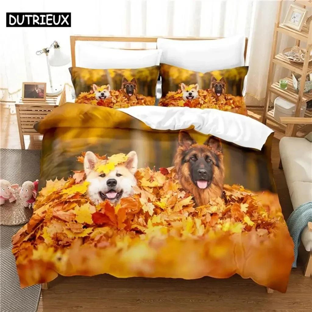 Adorable Lovely Dog Comfortable with Soft Fabric Duvet Comfortable Quilt Cover Pilowcase Beding Set Children Bedrom Decoration Home Textile