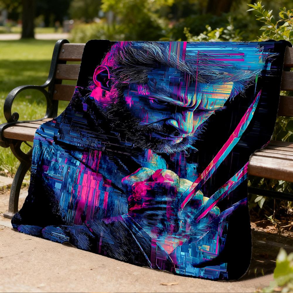1pc Wolverine Outdoor Flannel Blanket Gift For Boys Girls Adults, Family Friends