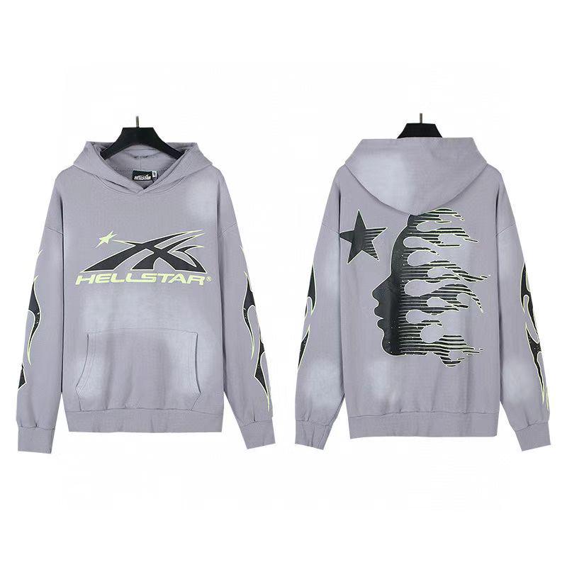 

2025 Американська модна толстовка-куртка Hellstar зі distressed ефектом, на блискавці, з довгими рукавами Large
