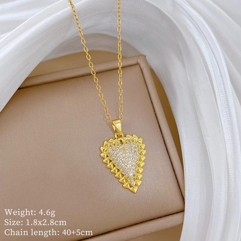 Kupfer-Mikro-Intarsien Leichter Luxus Mode Persönlichkeit Temperament Wunderschöne Voll-Diamant-Halskette Damen Vielseitige Schlüsselbein-Kette Titanstahl