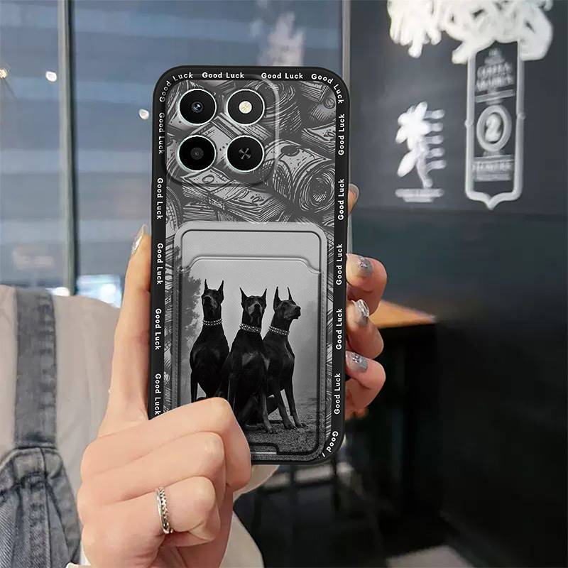 Cartoon Card Slot Phone Case For Honor X6c Durable Silicone Full Wrap TPU Fashion Design Cute Back Cover Waterproof