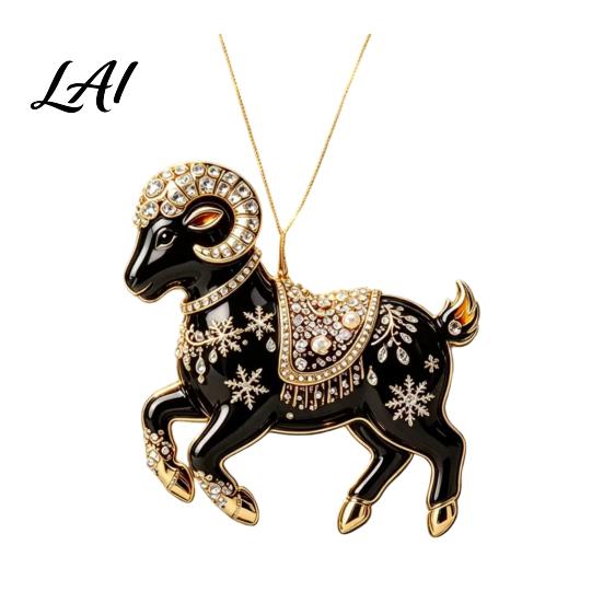 Seasonal Ornaments for Shopping Malls Black Goat Christmas Tree Hanging Ornament 2D Acrylic Festive Lightweight Holidays Pendant Decorative