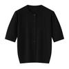 Spring/Summer Women's Silk-Like Round Neck 5-Point Sleeve Cardigan