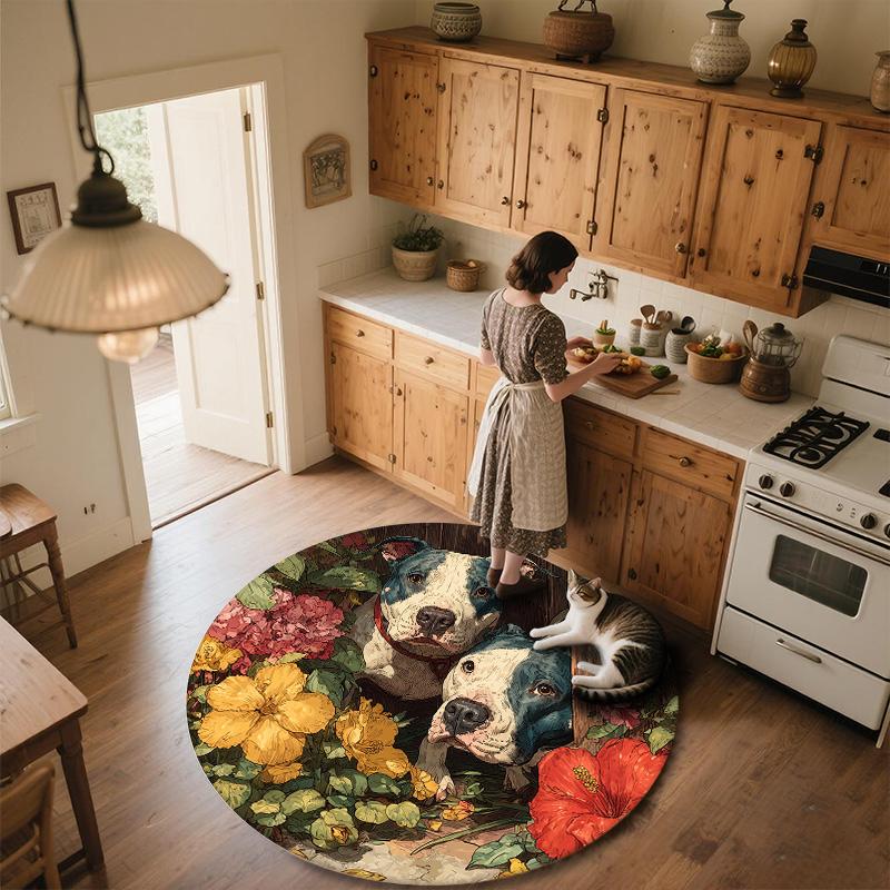 Door Frame Dog,Round Area Rug,Carpet Rug for Living Room Bedroom Sofa Playroom Decor,Non-slip Floor Mat