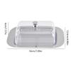 Butter Tray with Cover, Rectangular Cheese Serving Tray with Metal Base for Refrigerator Storage, Breakfast Tables, Tea Service, and Small Pastries