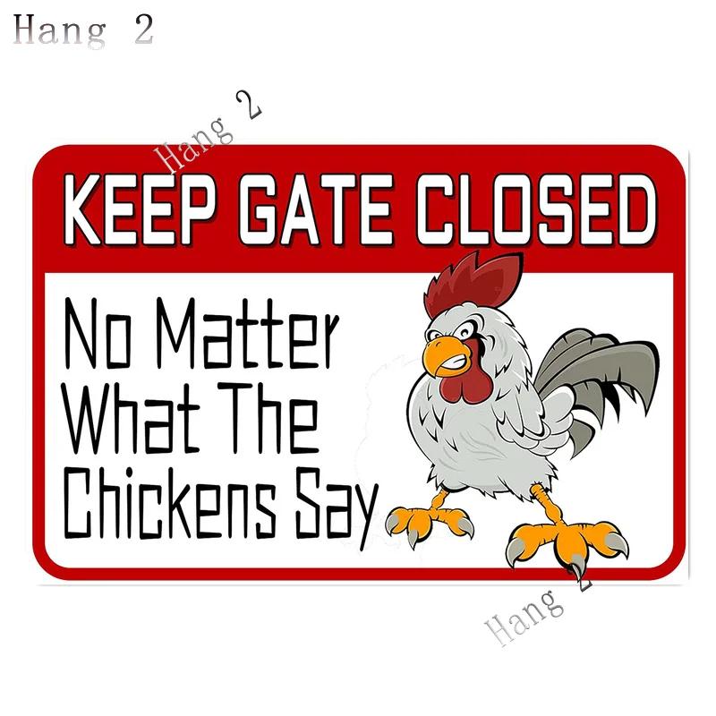 Funny Chicken Coop Sign Slow Chickens At Play Caution Vintage Chicken Warning Tin Signs for Farmhouse Gate Fence Wall 8x12 Inch
