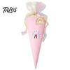 Childrens Treat Holder Ice Cream Cone Shaped Bag for Kids, Triangle Fabric Candy Kindergarten Graduation Present with Ribbon Bow Holiday, Birthday,