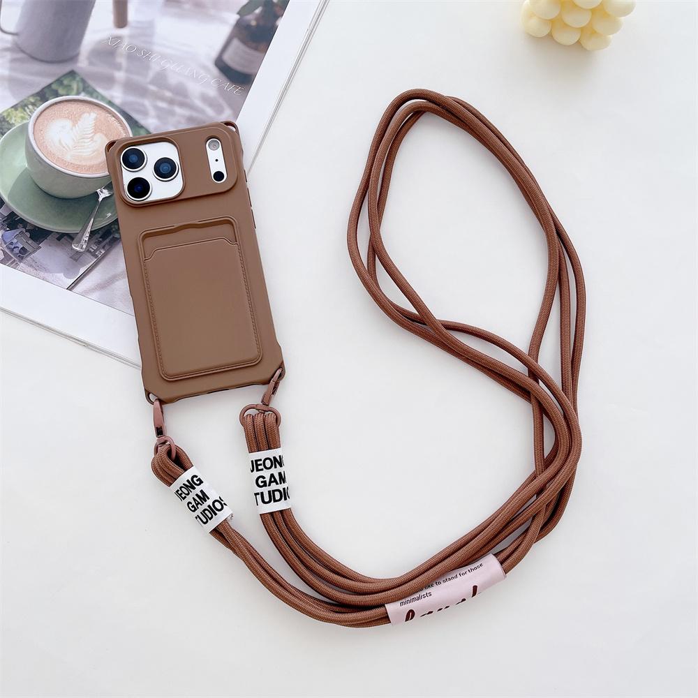 Wallet Crossbody Phone Case for IPhone 17 Air 16 15 14 13 12 11 Pro Max X XS XR Strap Necklace Card Holder Soft Silicone Cover