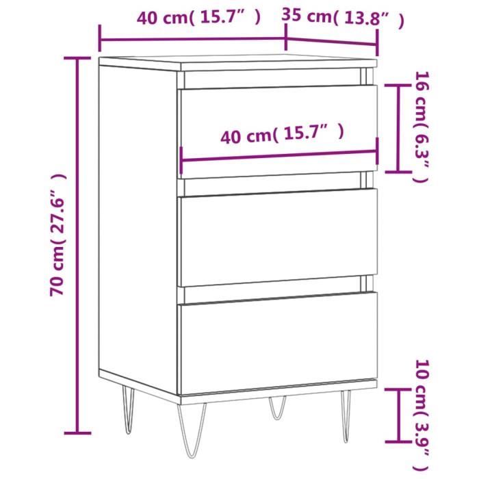 VidaXL Buffet chêne fumé 40x35x70 cm bois d'ingénierie 831097