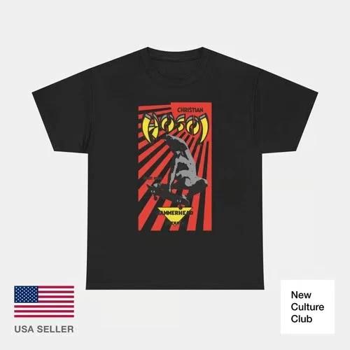 Classic Christian Hosoi Red Hammerhead Skateboards 80s Vert Skate T-Shirt Print M